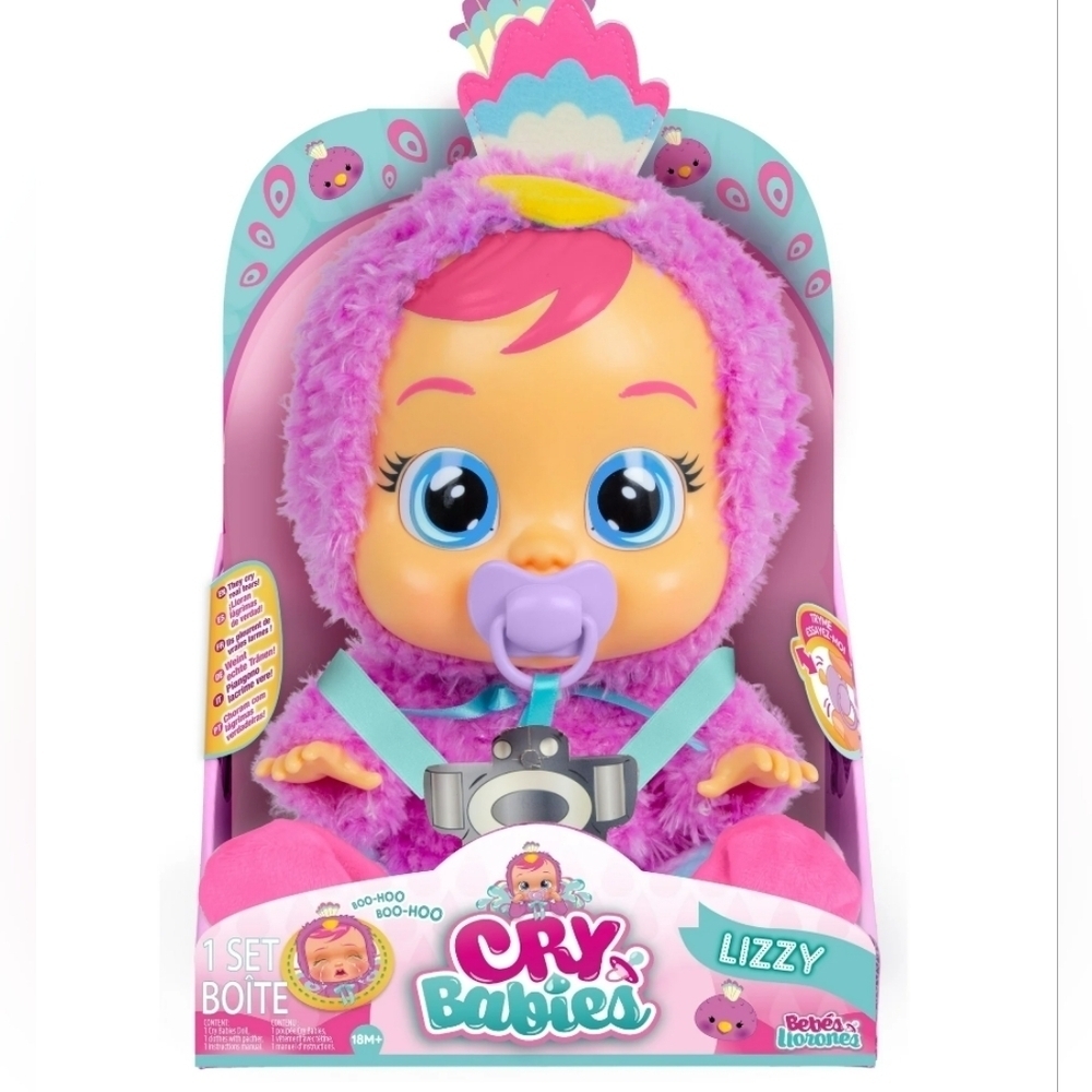 NIB Cry Babies Lizzy Baby Doll Peacock